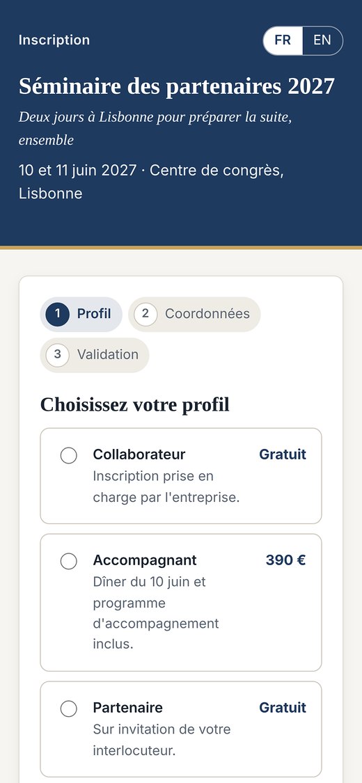 Formulaire d’inscription sur téléphone : le choix du profil